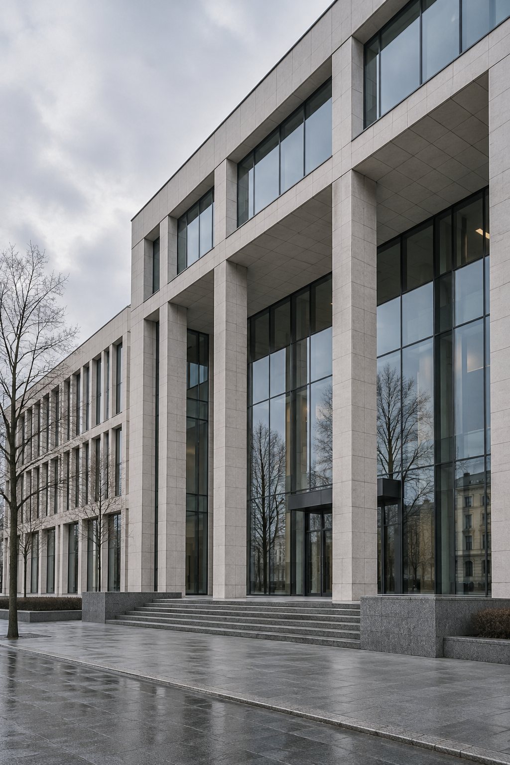 Facade of a modern public administration building